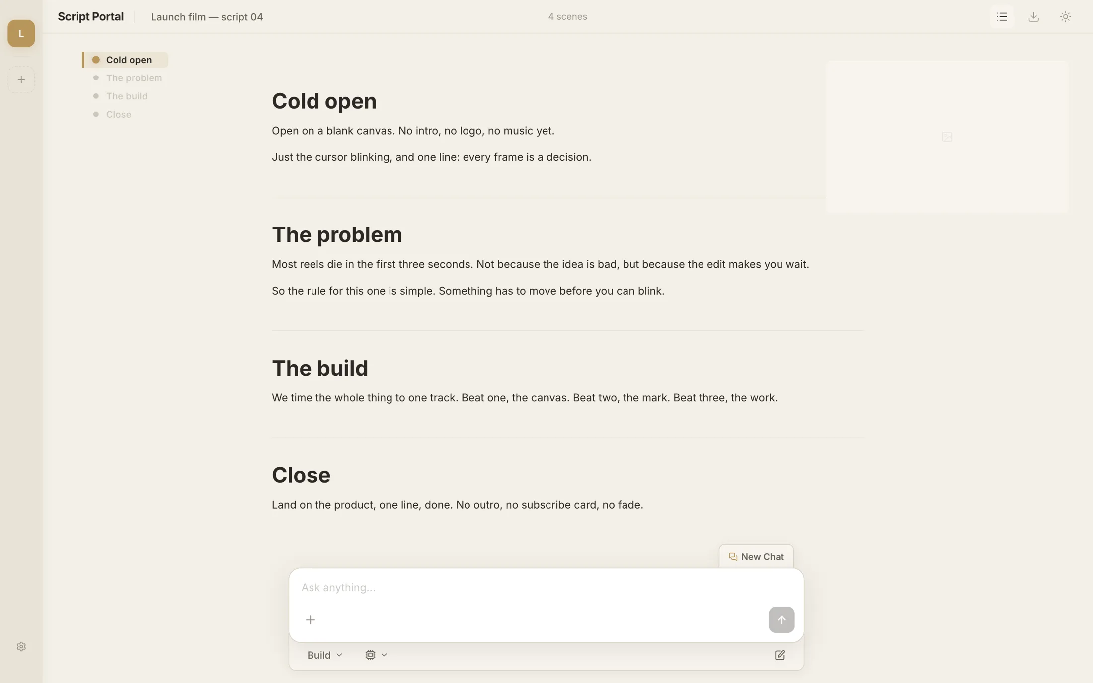The ScriptPortal page view