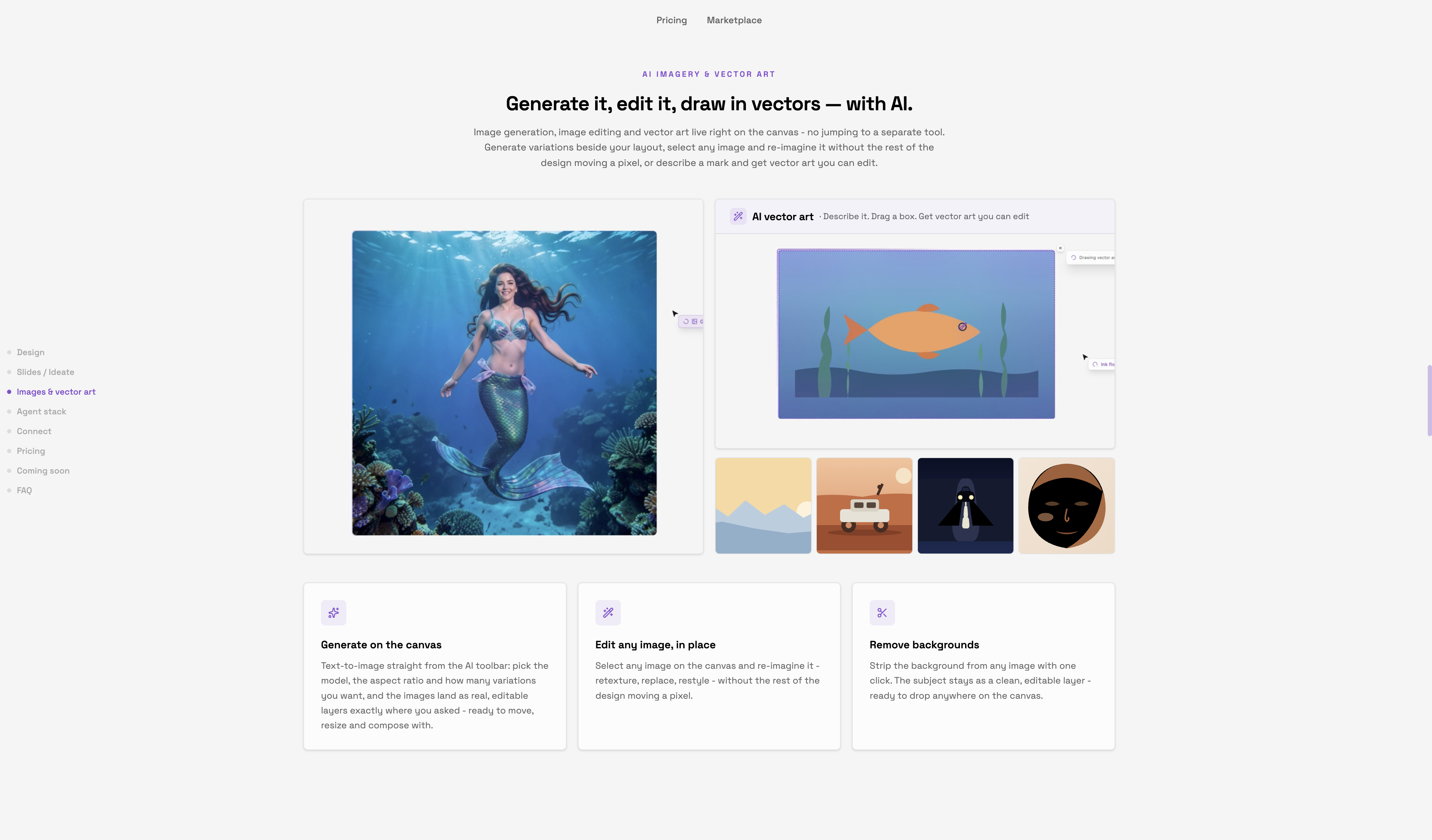 Generative AI features bento grid