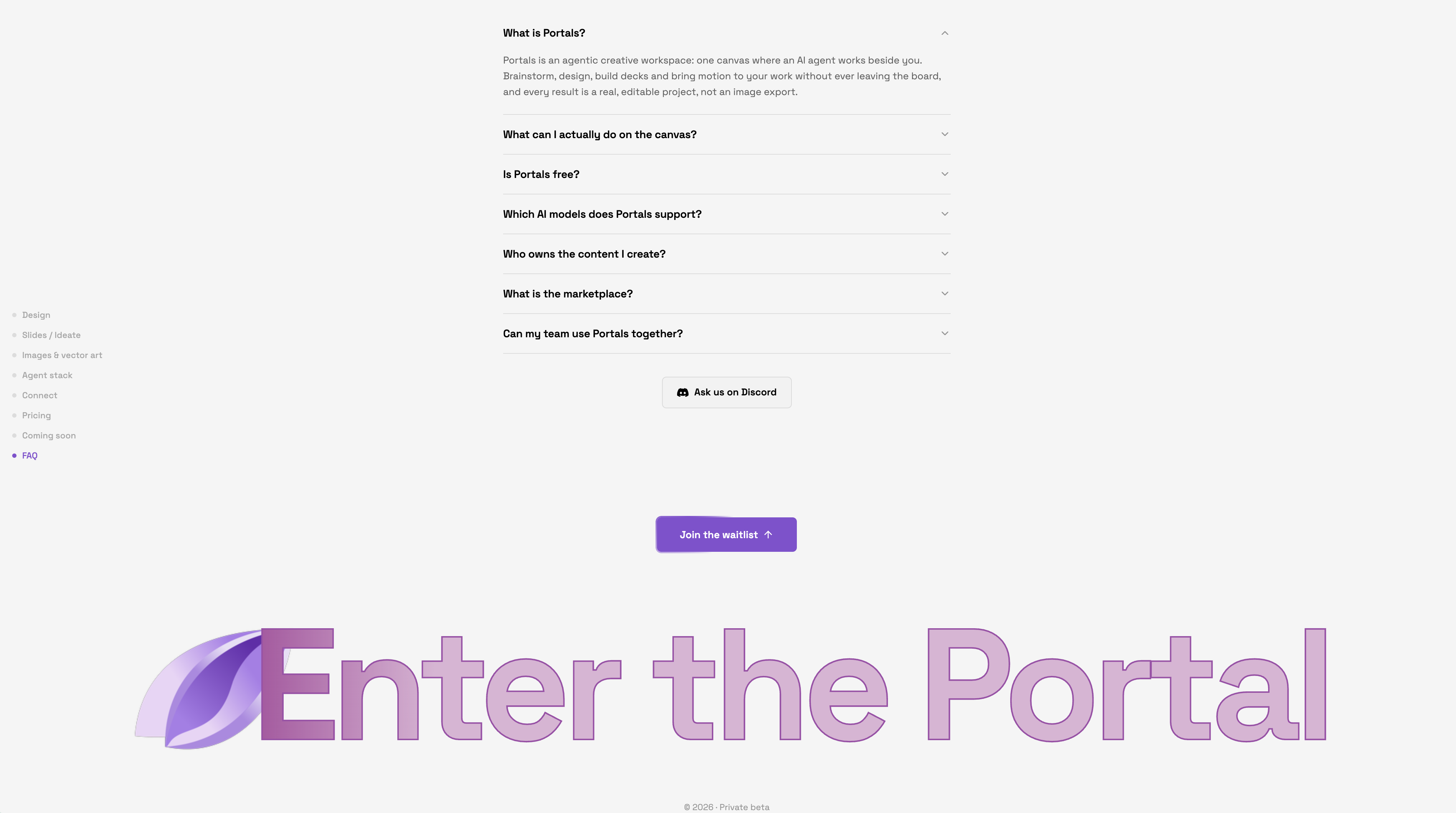 FAQ and the full-width looping footer