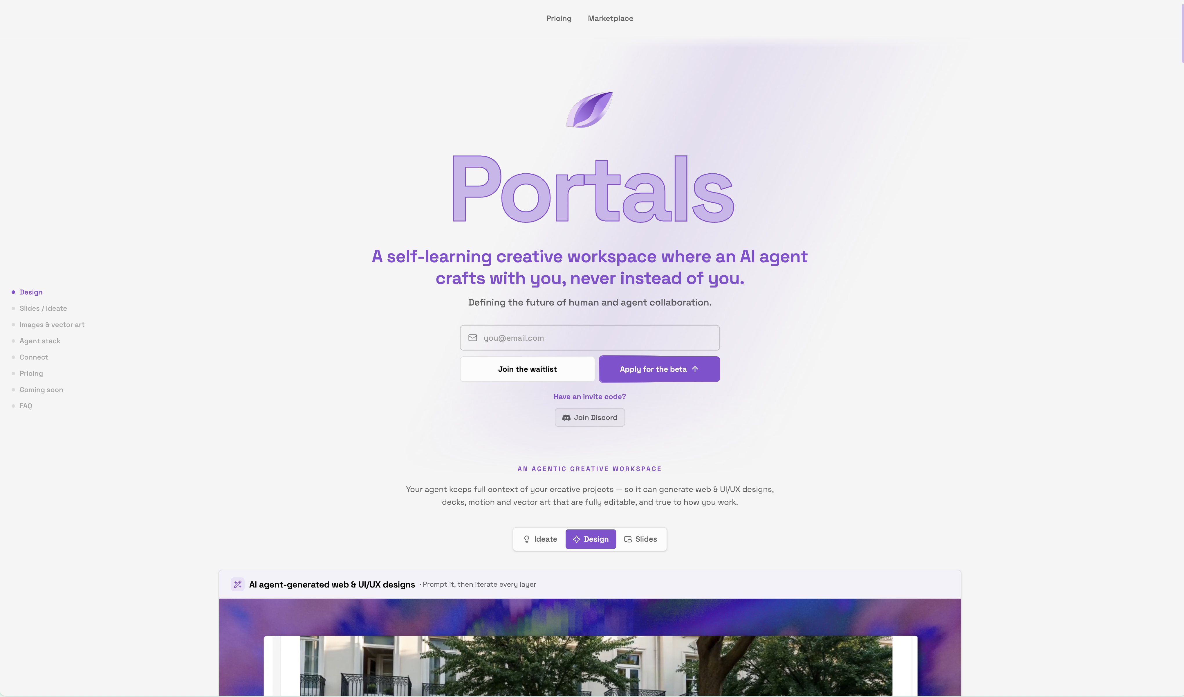 The Portals website hero