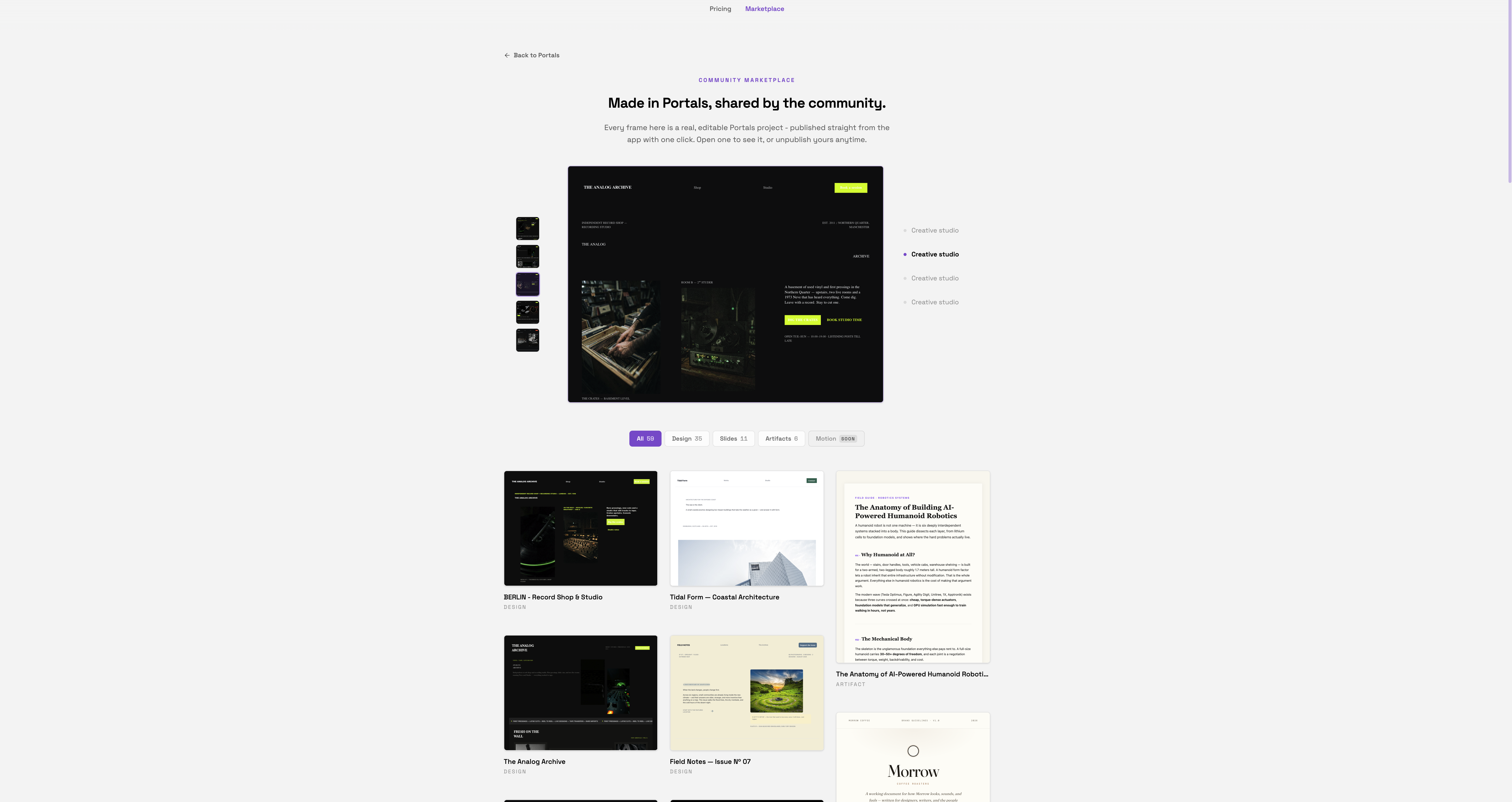Marketplace swipe cards and waterfall gallery