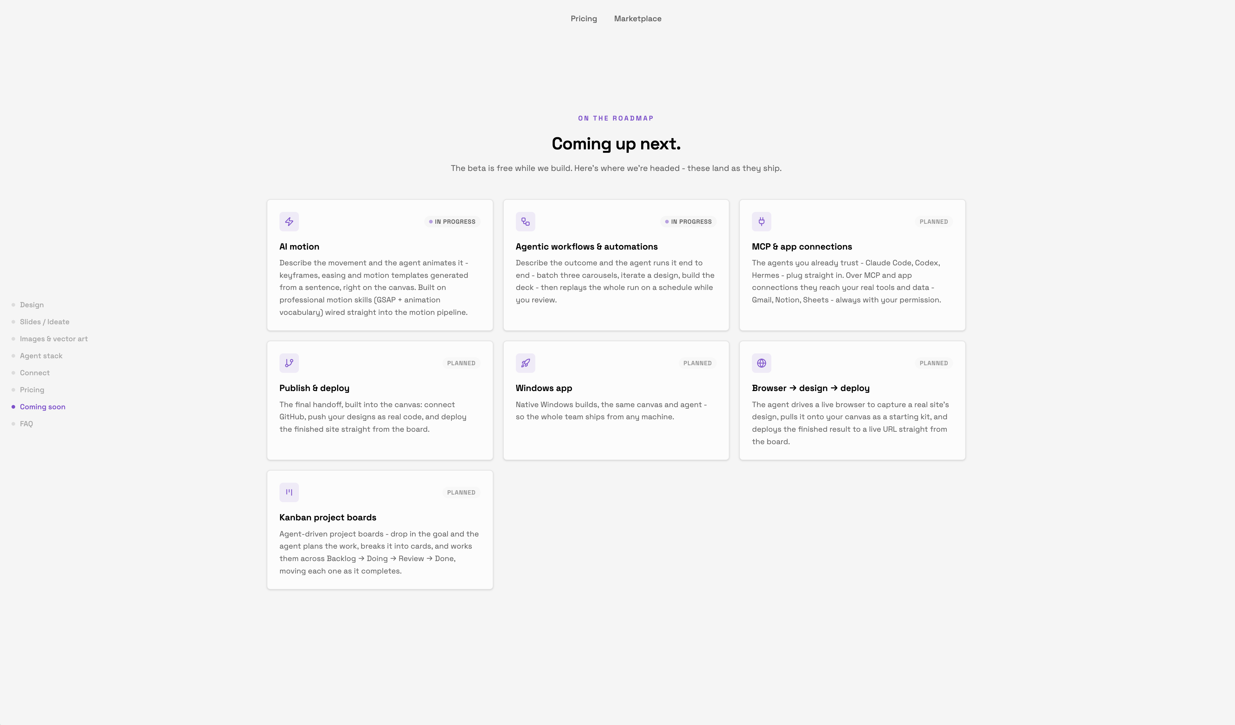 Roadmap cards